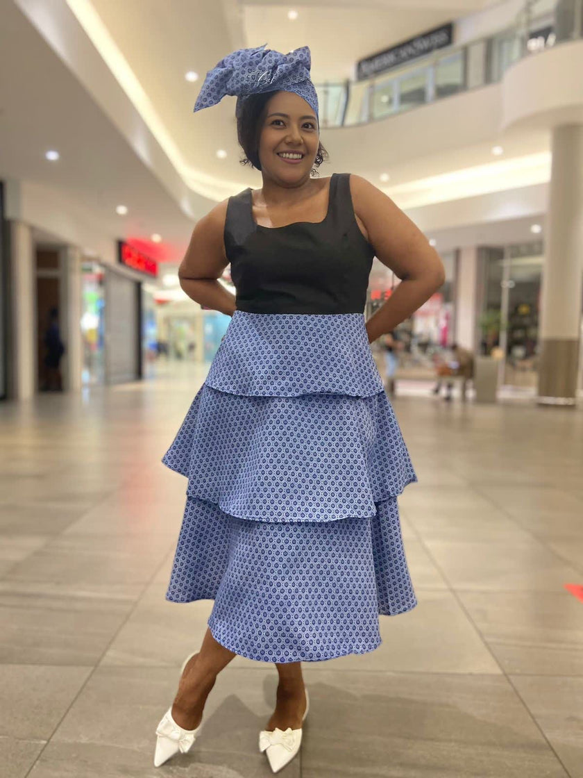 Women's Layered Sleeveless Dress with Geometric Pattern