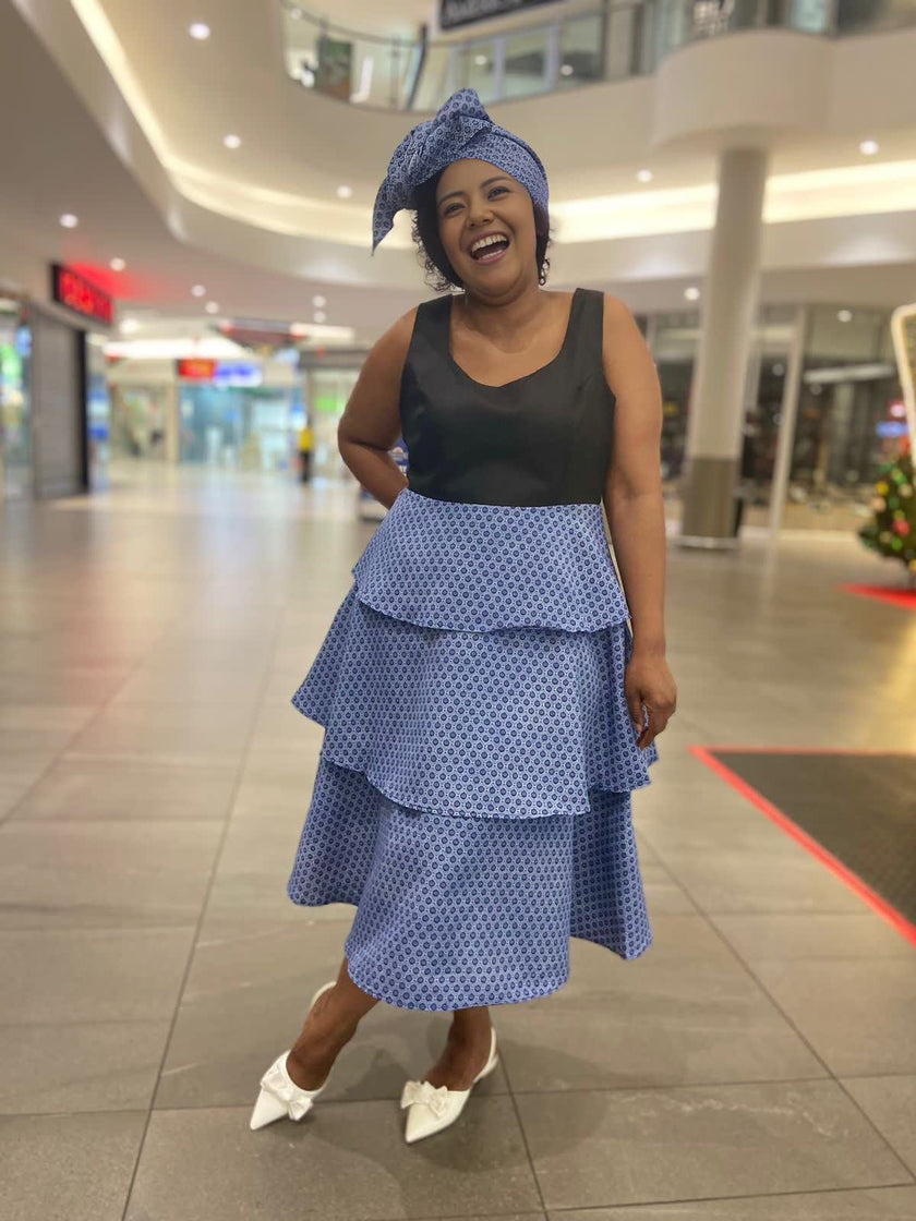 Women's Layered Sleeveless Dress with Geometric Pattern