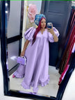 Puff Sleeve Ruffle Maxi Dress  Relaxed Fit