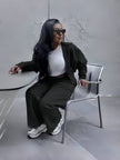 '- Minimalist Two-Piece Tracksuit  Zip-Up Jacket + Tapered Pants