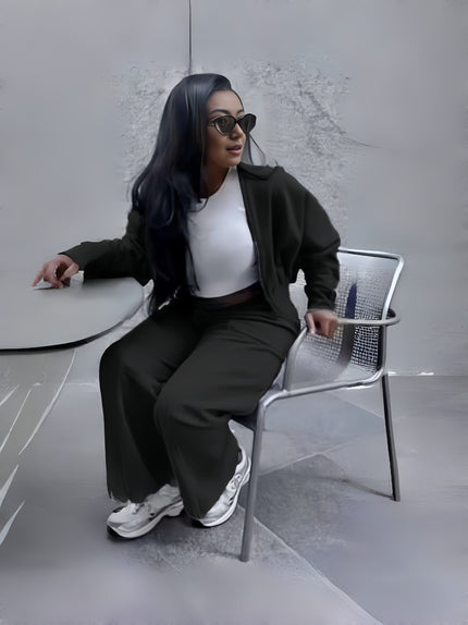 Minimalist Tracksuit Two-Piece Zip Jacket Tapered Pants