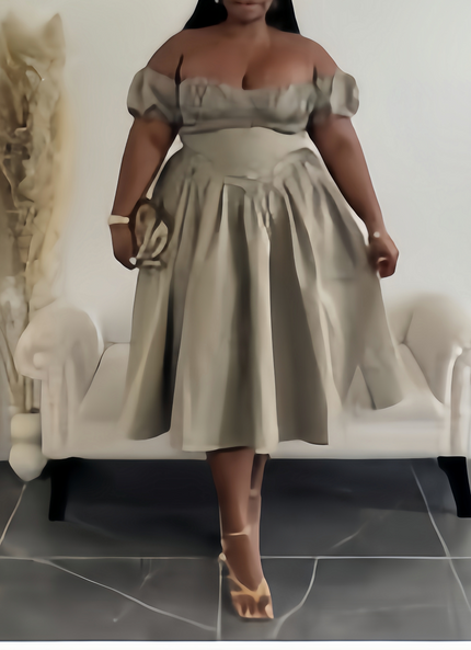 OffShoulder Dress  Puff Sleeve Full Skirt