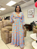 Ladies' Long Sleeve V-Neck High Waist Slit Dress