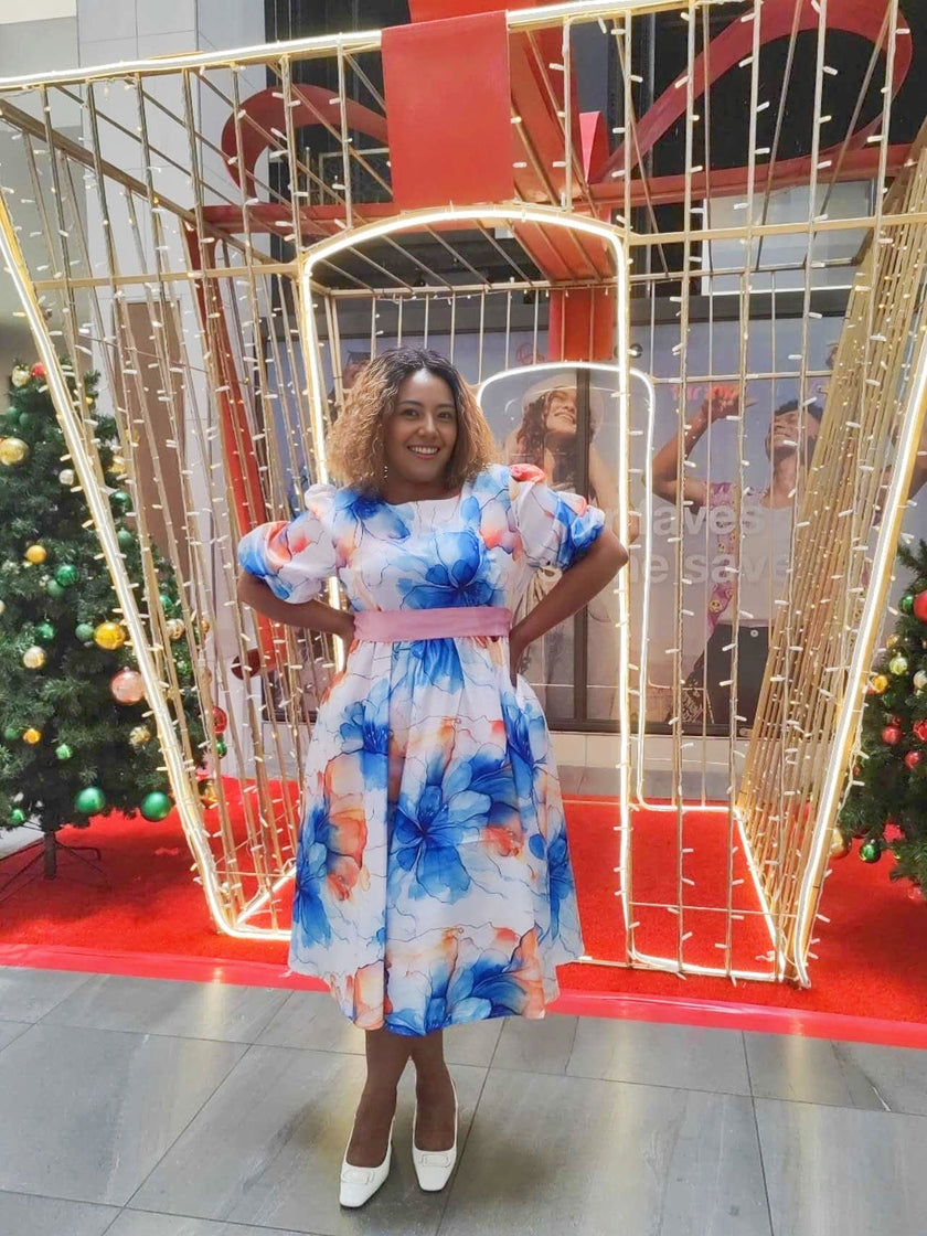 Ruffle Hem Floral Pattern Dress