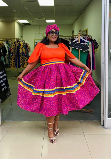 Flared Dress Bold Hem Pattern Chic Casual Outfit