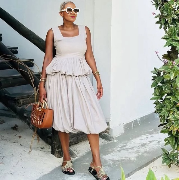 Sleeveless Square Neck Bubble Hem Dress