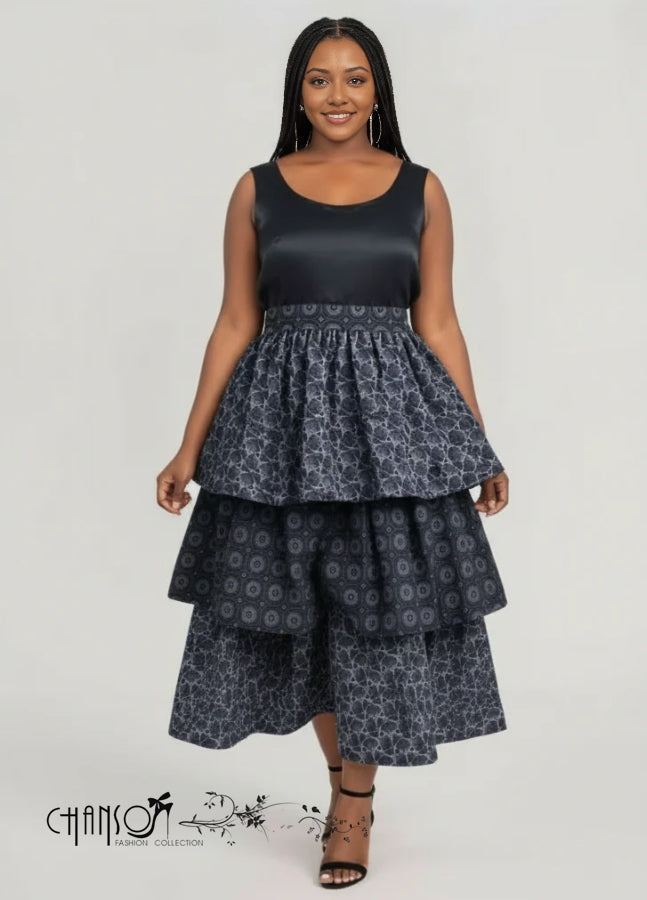 Ethnic Tiered Print Dress Traditional Casual Chic