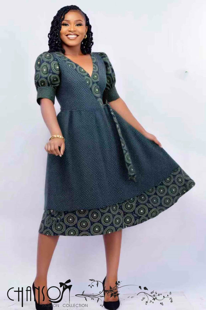 Dress Modern African Print Midi Chic Casual Outfit
