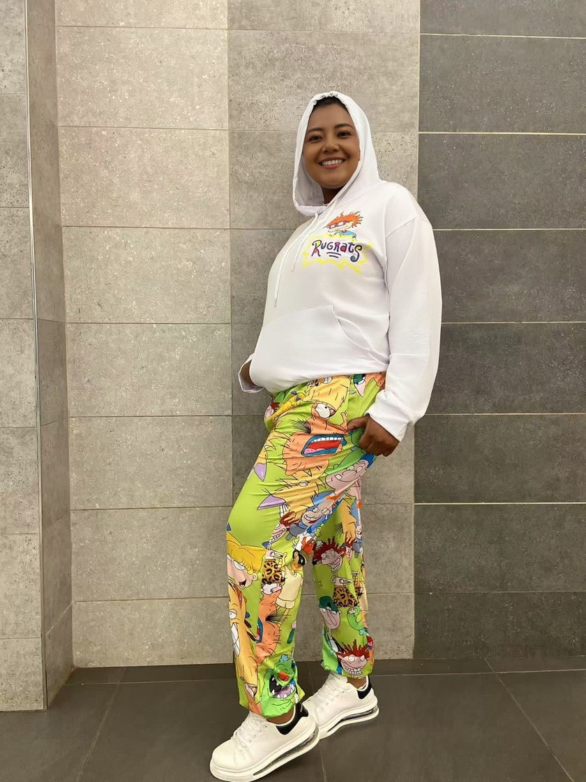 Cartoon Pattern Hoodie and Pants Two-Piece Set