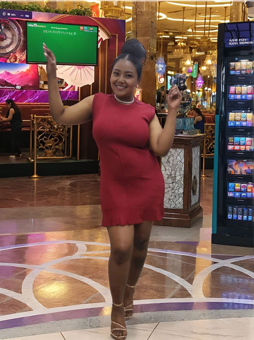 Sleeveless Round Neck Knitted Dress with Subtle Ruffled Hem