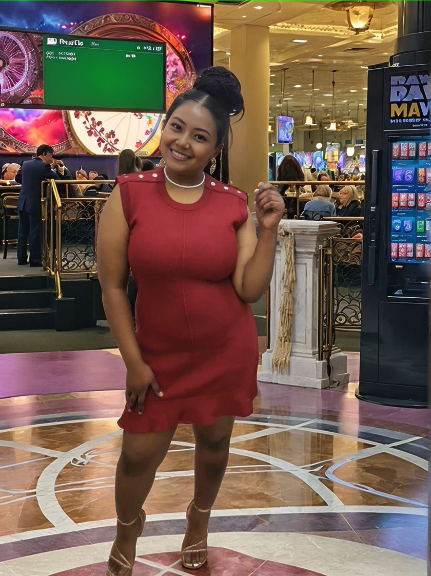 Sleeveless Round Neck Knitted Dress with Subtle Ruffled Hem