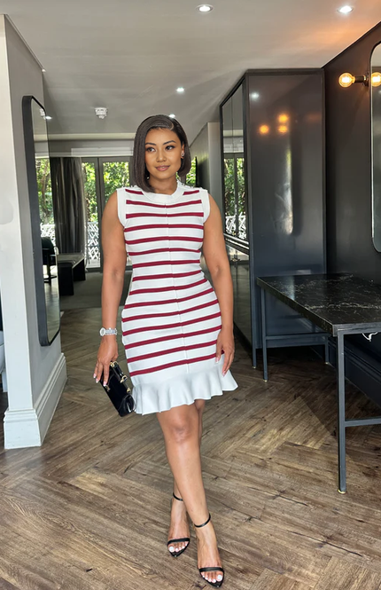 Sleeveless Knit Dress  Ruffle Hem Mini