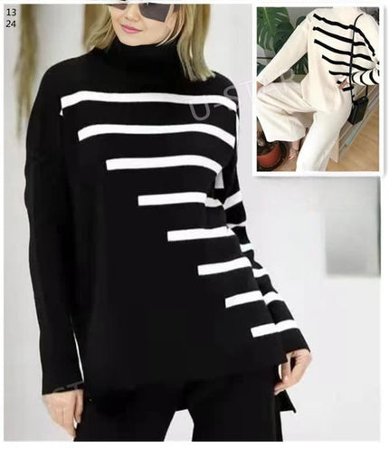 Twin Set Striped Pullover Trouser Knit Chic Outfit