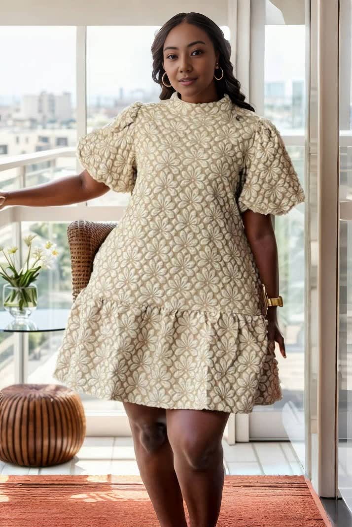 Elegant Lace Patterned Short Dress