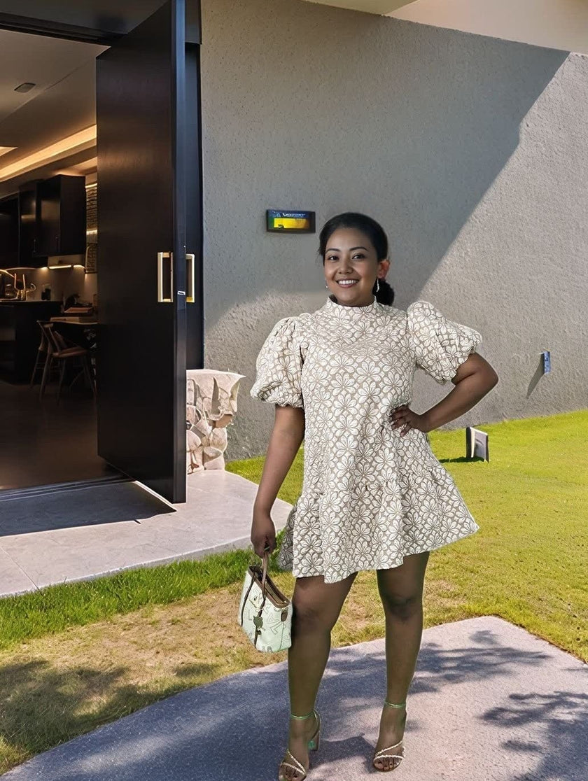 Elegant Lace Patterned Short Dress