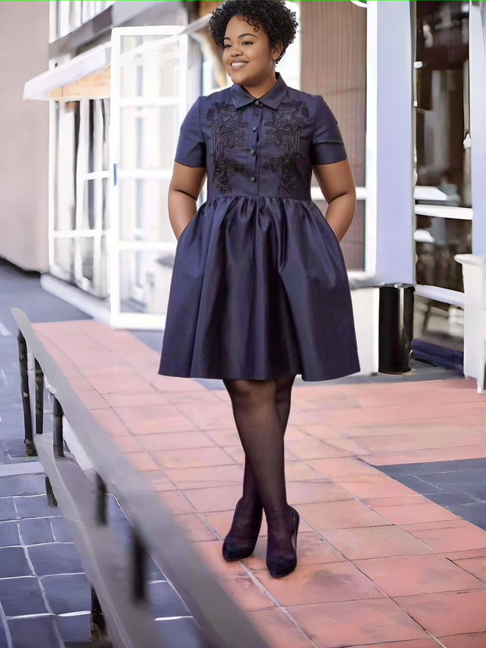 Short-Sleeve Fit and Flare Dress