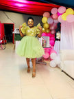 Floral Pattern Ruffle Sleeve Top and Puffy Tulle Skirt Two-Piece