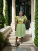 Floral Pattern Ruffle Sleeve Top and Puffy Tulle Skirt Two-Piece