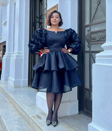 Dress Women's Vintage Puff Sleeve Layered Skirt Chic