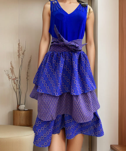 Traditional Patterned  Dress with Headwrap
