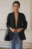 Single-Breasted Notched Lapel Blazer with Patch Pockets and Rolled-Up Sleeves