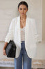 Single-Breasted Notched Lapel Blazer with Patch Pockets and Rolled-Up Sleeves