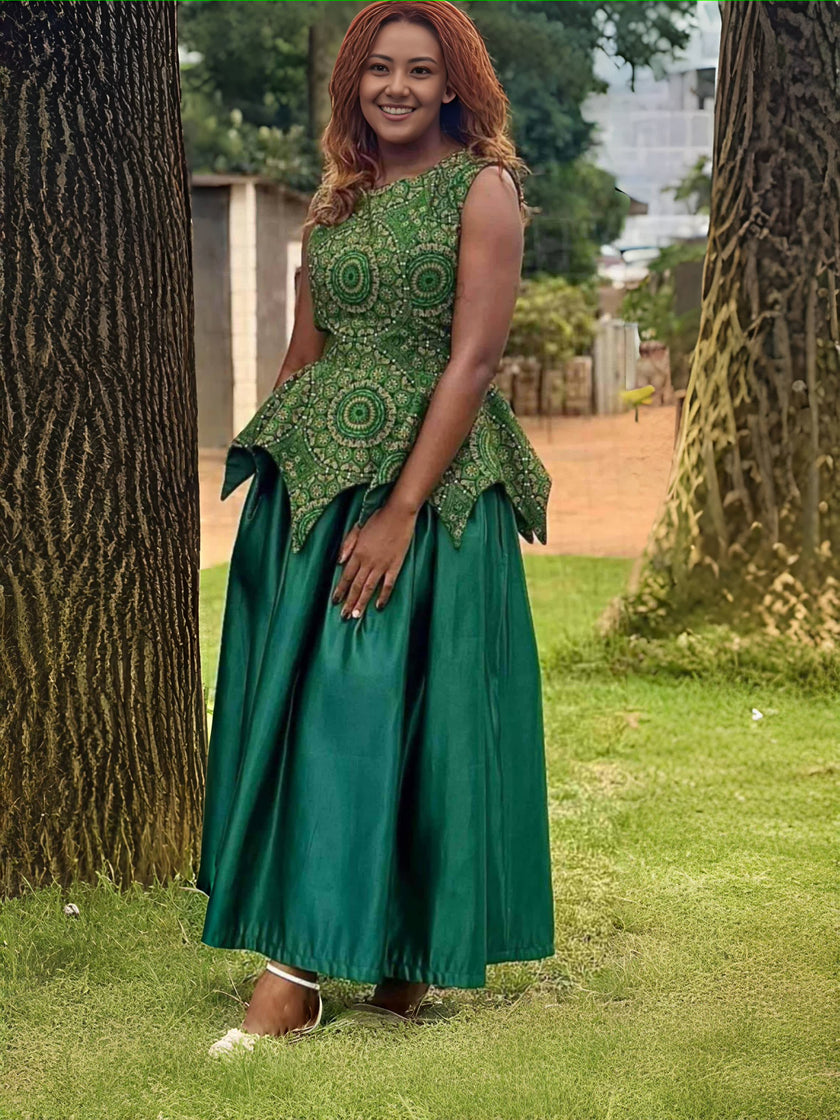 Bohemian Embroidered Ethnic Maxi Dress with Puff Sleeves