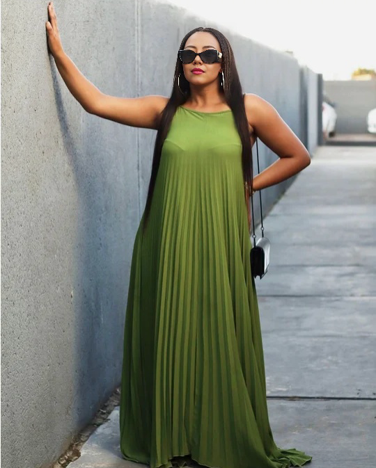 Pleated Spaghetti Strap Maxi Dress