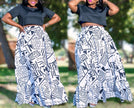Geometric Pattern Crop Top & Maxi Skirt Twin Set