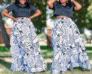 Geometric Twin Set Crop Top Maxi Skirt Chic Outfit