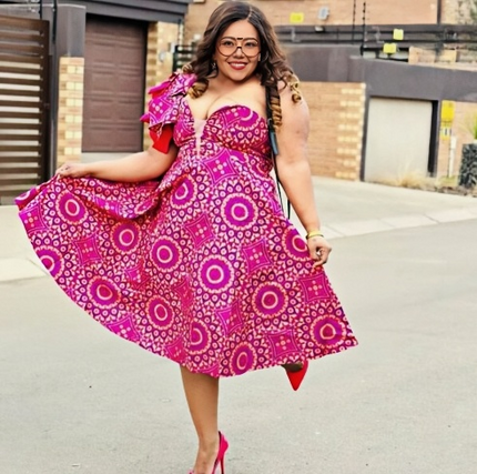 FashionPrice Ruffle One Shoulder Dress – African Print Midi
