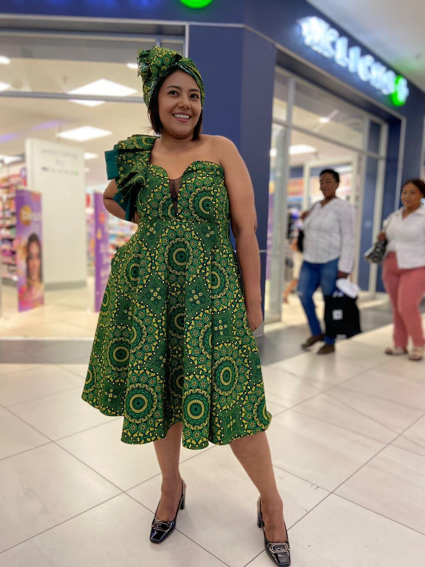 Dress Traditional Ruffle Single Shoulder Chic