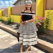 Ethnic Patchwork Geometric Pattern Tiered Dress