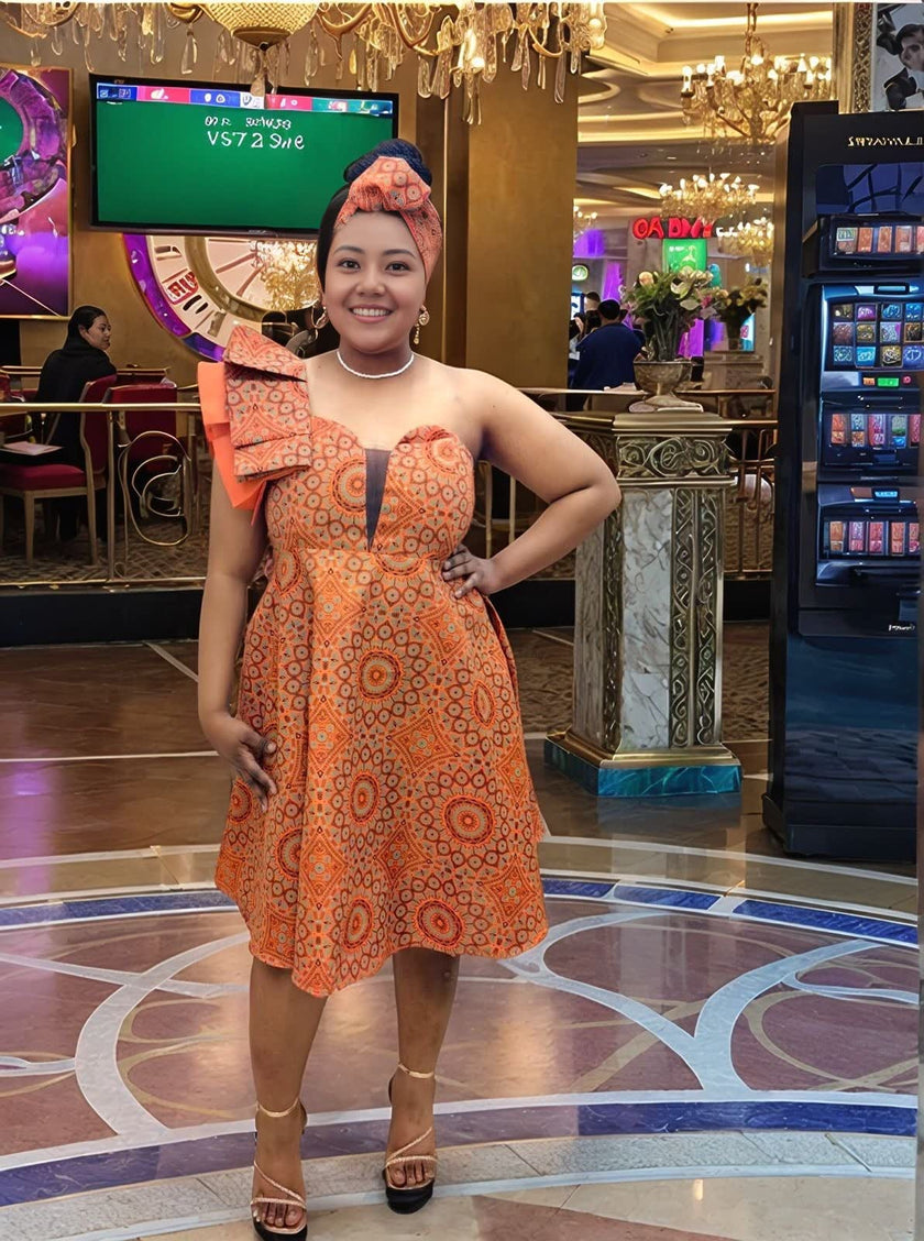 Dress Traditional Ruffle Single Shoulder Chic