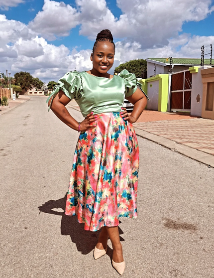 Twin Set Puff Sleeve Blouse Floral Skirt Chic