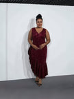 Asymmetrical Ruffled V-Neck Sleeveless Dress