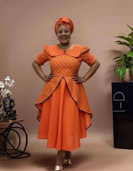 Dress Women's Traditional Puff Sleeve Flared Chic