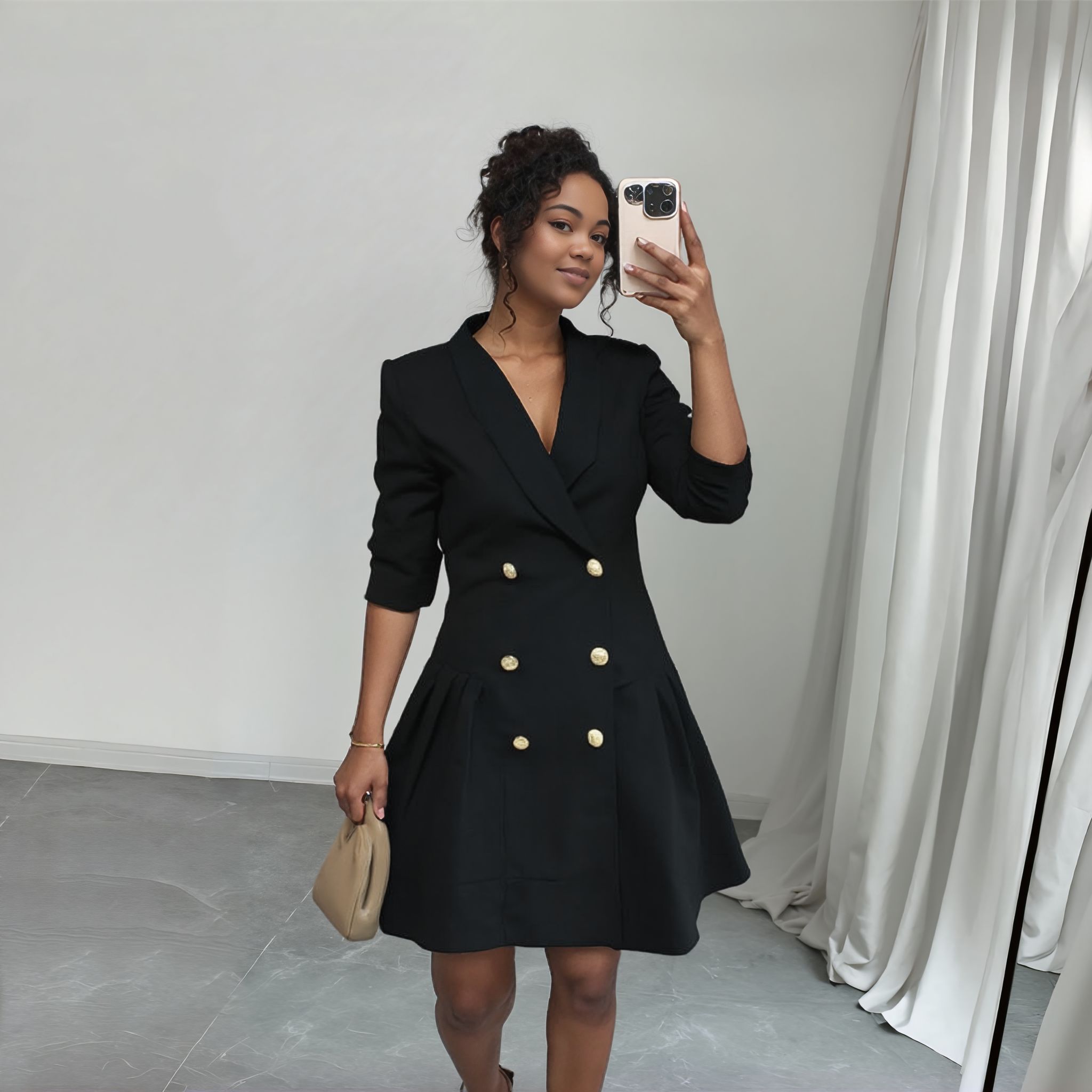 Dress Women's Double-Breasted Blazer Chic Casual