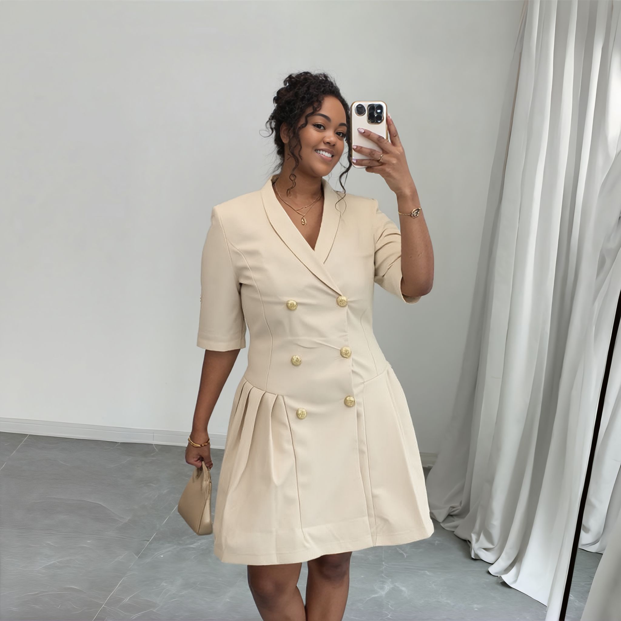 Dress Women's Double-Breasted Blazer Chic Casual