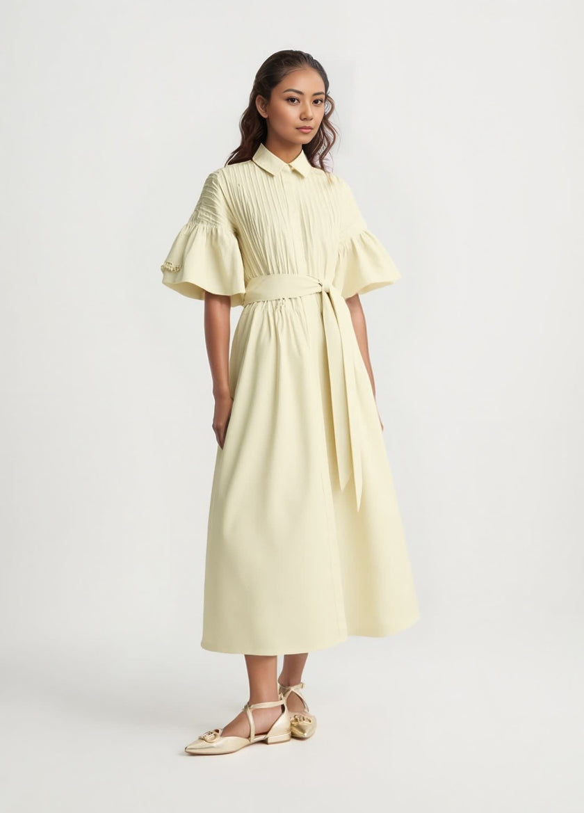 Elegant Slim-Fit Puff Sleeve Dres