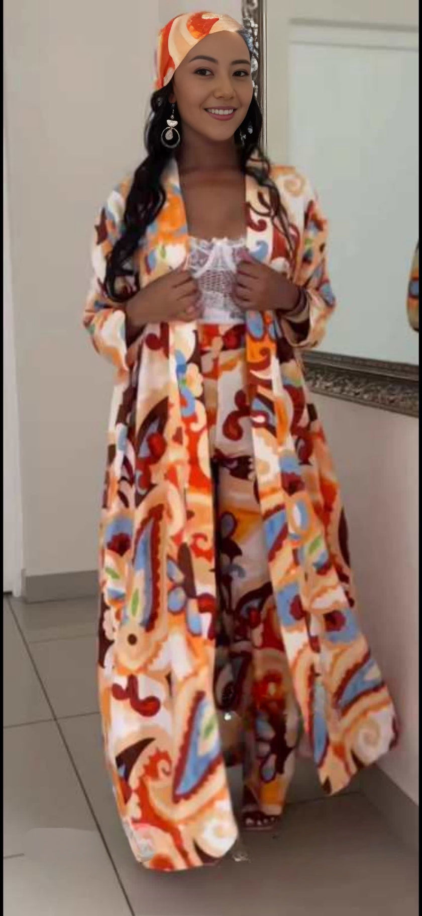 Artistic Design Two-Piece Outfit & Head Wrap