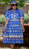 Concentric Charm - Circle Patterned Dress with Puffed Sleeves