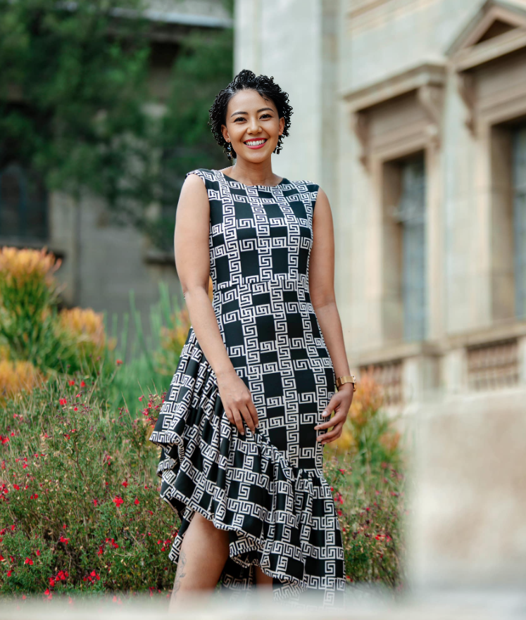 Geometric Pattern Sleeveless Flared Dress