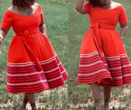 Flare Dress Striped Hemline Pattern Chic Casual