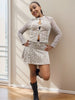 Women's Two-Piece Set - Tweed Jacket and Skirt with Button Details