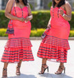 Off-Shoulder Tiered Skirt Traditional Dress