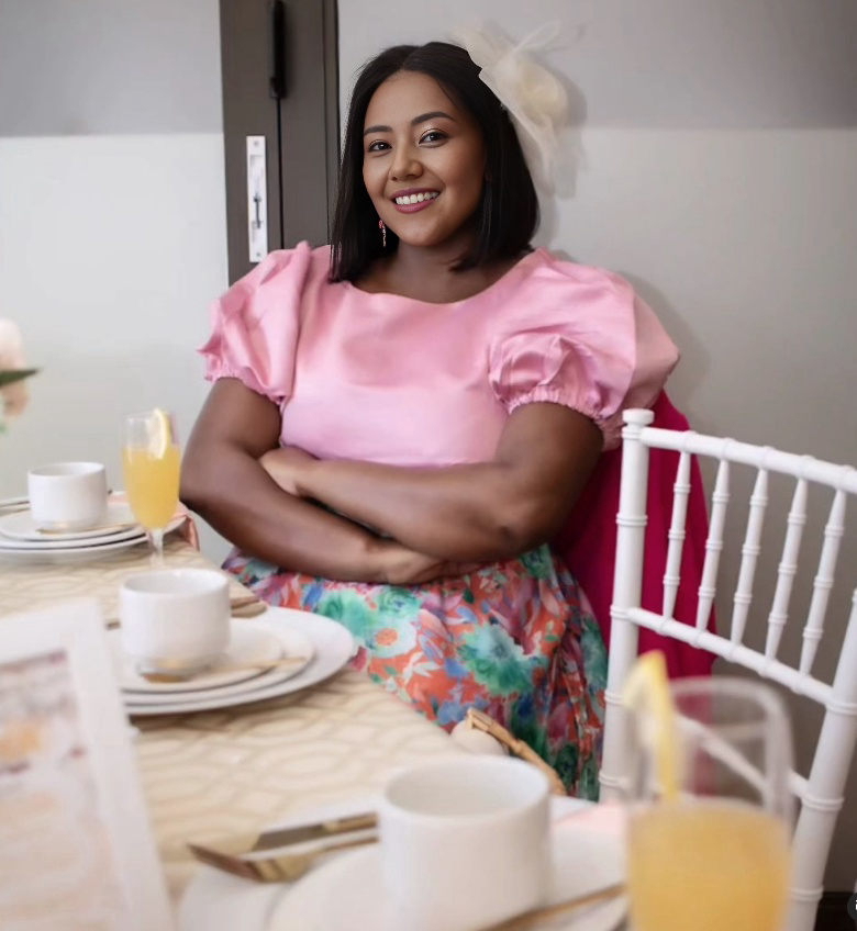 Puff Sleeve Top & Floral Print A-line Skirt Ensemble