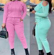 Knitted Off-Shoulder Long Sleeve Top with High-Waisted Pants Two-Piece Set