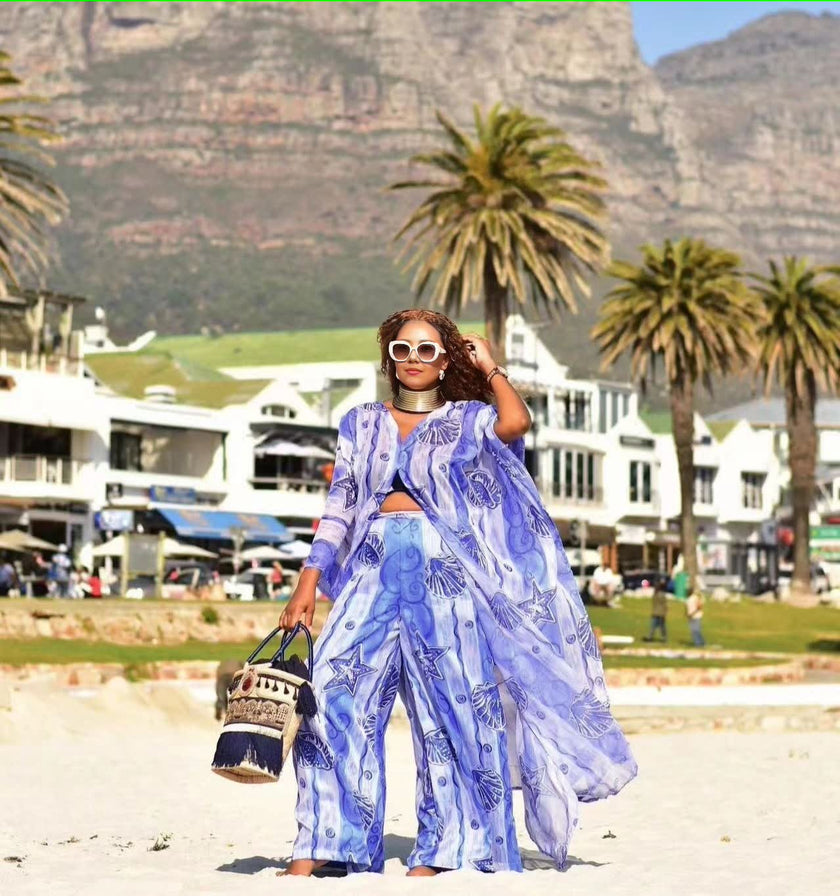 Marine Motif Two-Piece Swimwear