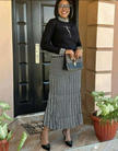 Houndstooth Knitted Two-Piece Set: Long-Sleeve Top and Skirt